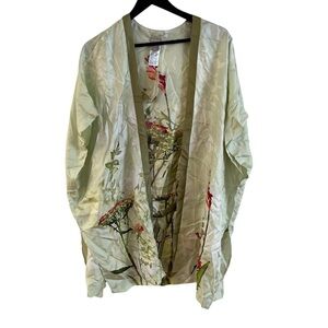 Chico's Floral Kimono Blouse - Green and Red silk